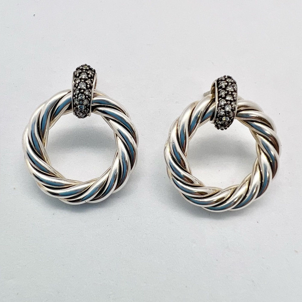 David Yurman Metro Station Hoop Earrings with Diamonds